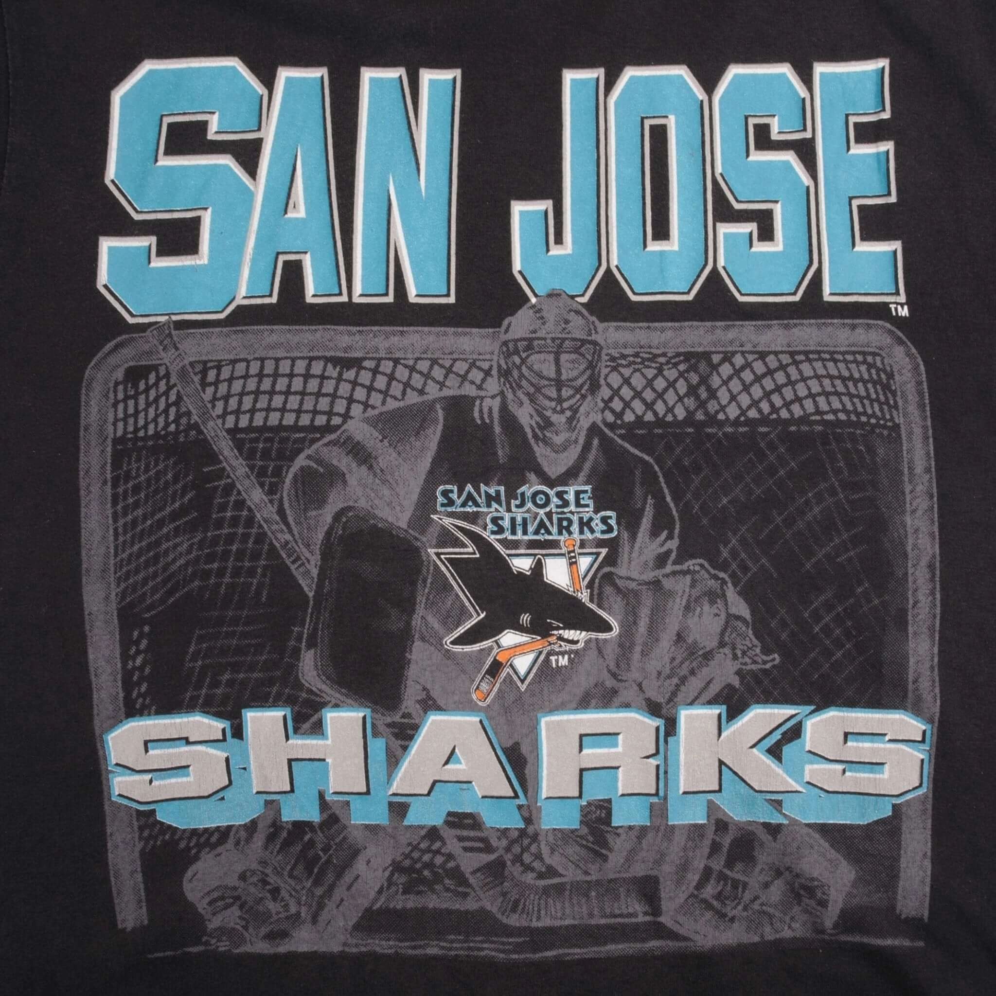 VINTAGE NHL SAN JOSE SHARKS TEE SHIRT 1990S SIZE MEDIUM MADE IN USA