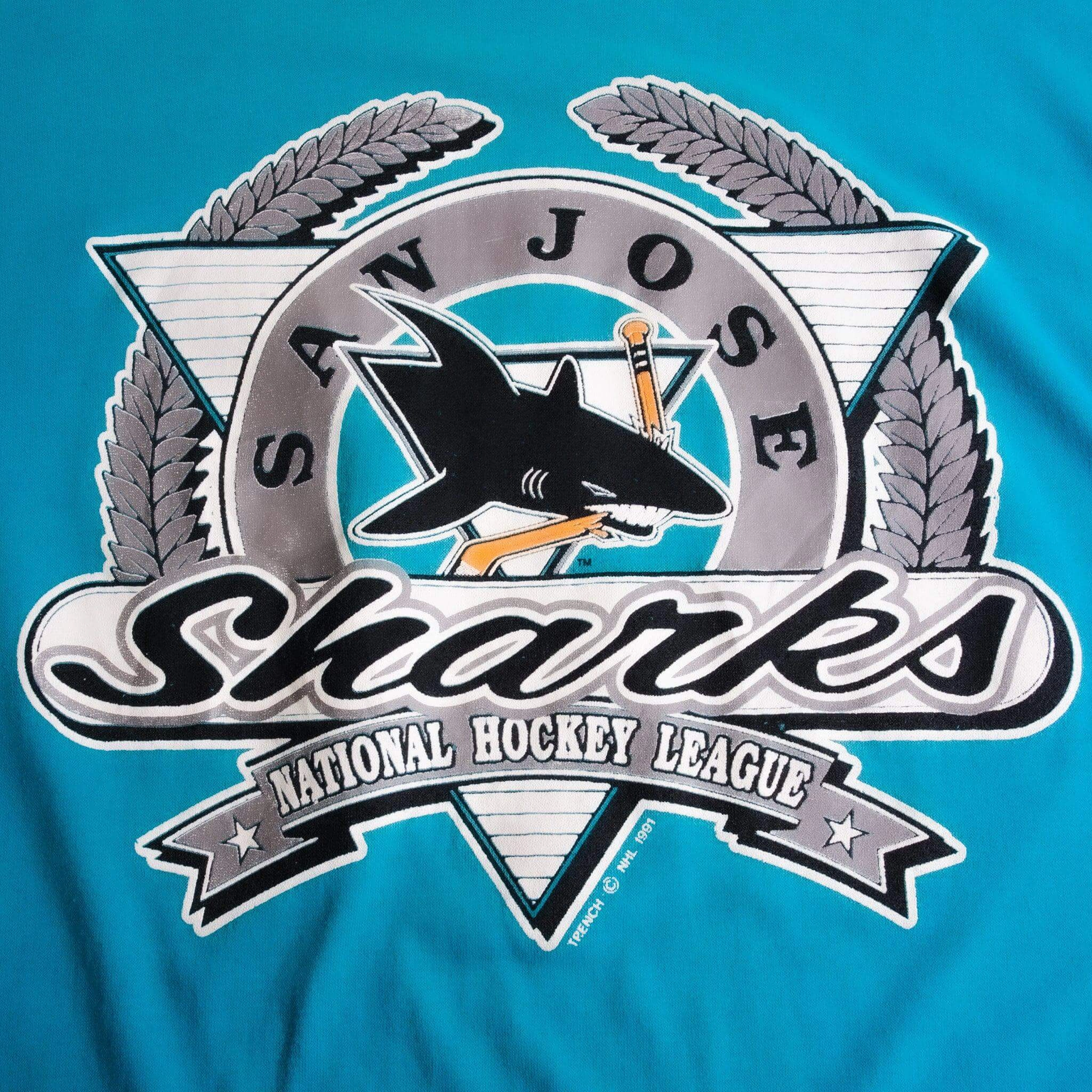 VINTAGE NHL SAN JOSE SHARKS TEE SHIRT 1991 SIZE LARGE MADE IN USA