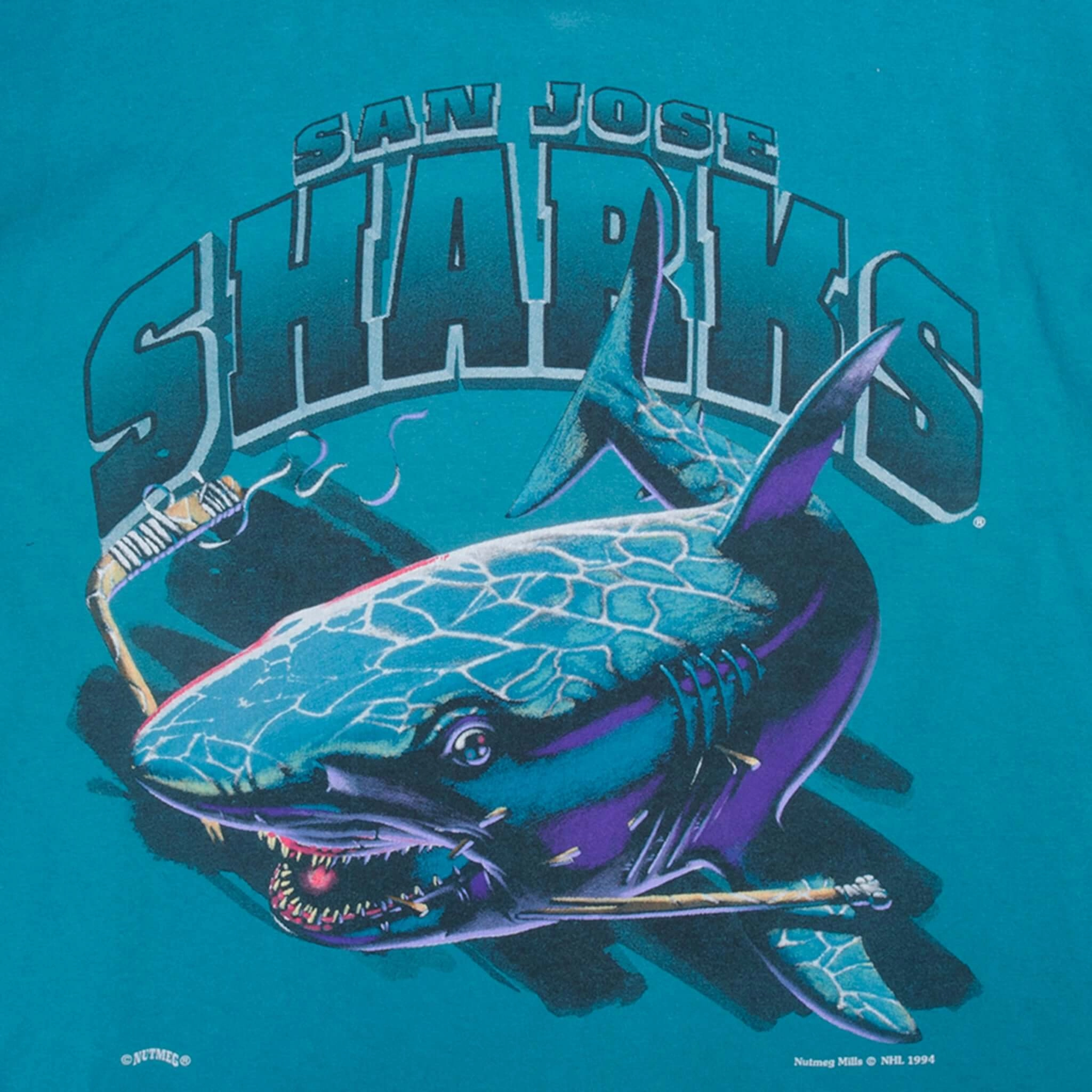 VINTAGE NHL SAN JOSE SHARKS TEE SHIRT 1994 SIZE XL MADE IN USA