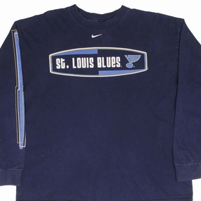VINTAGE NIKE NHL ST LOUIS BLUES CENTER SWOOSH LONG SLEEVE TEE SHIRT 1990S LARGE