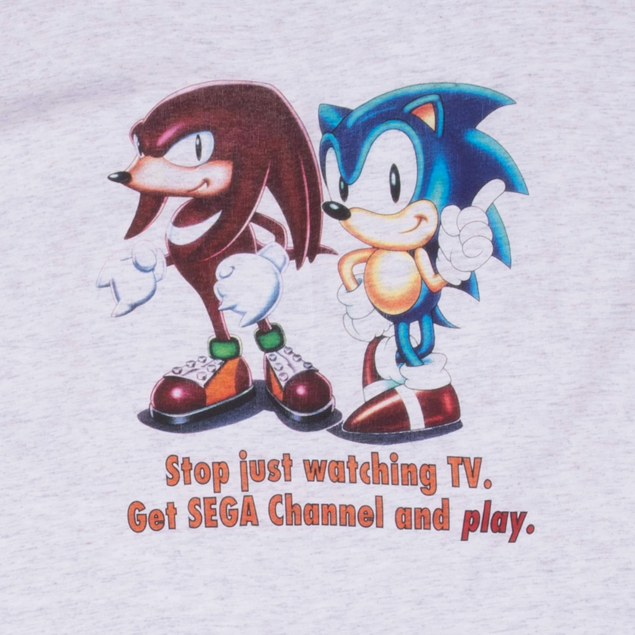 VINTAGE SEGA CHANNEL SONIC KNUCKLES 1990S TEE SHIRT XL