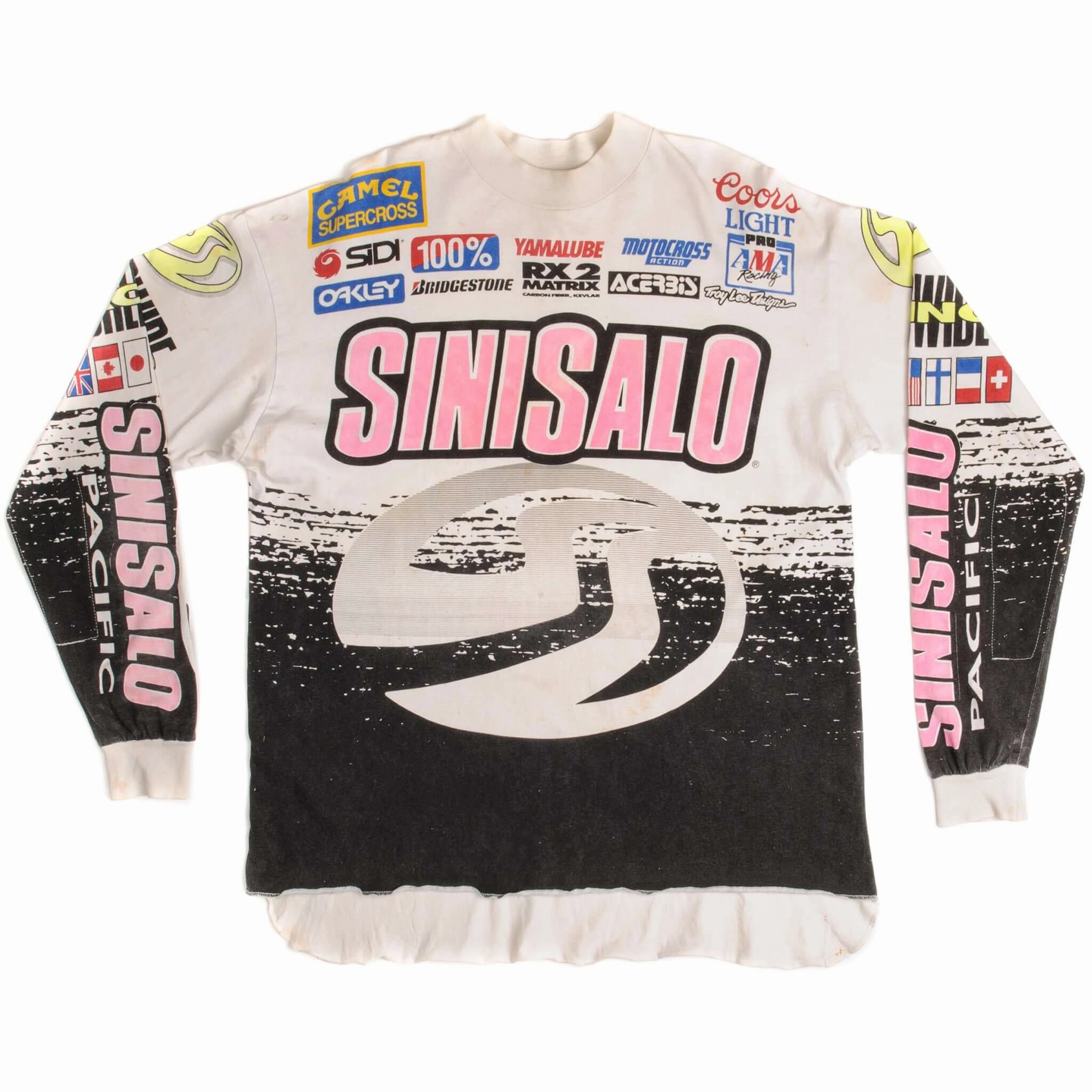 VINTAGE SINISALO MOTOCROSS MX 1980s LONG SLEEVES TEE SHIRT SIZE XL