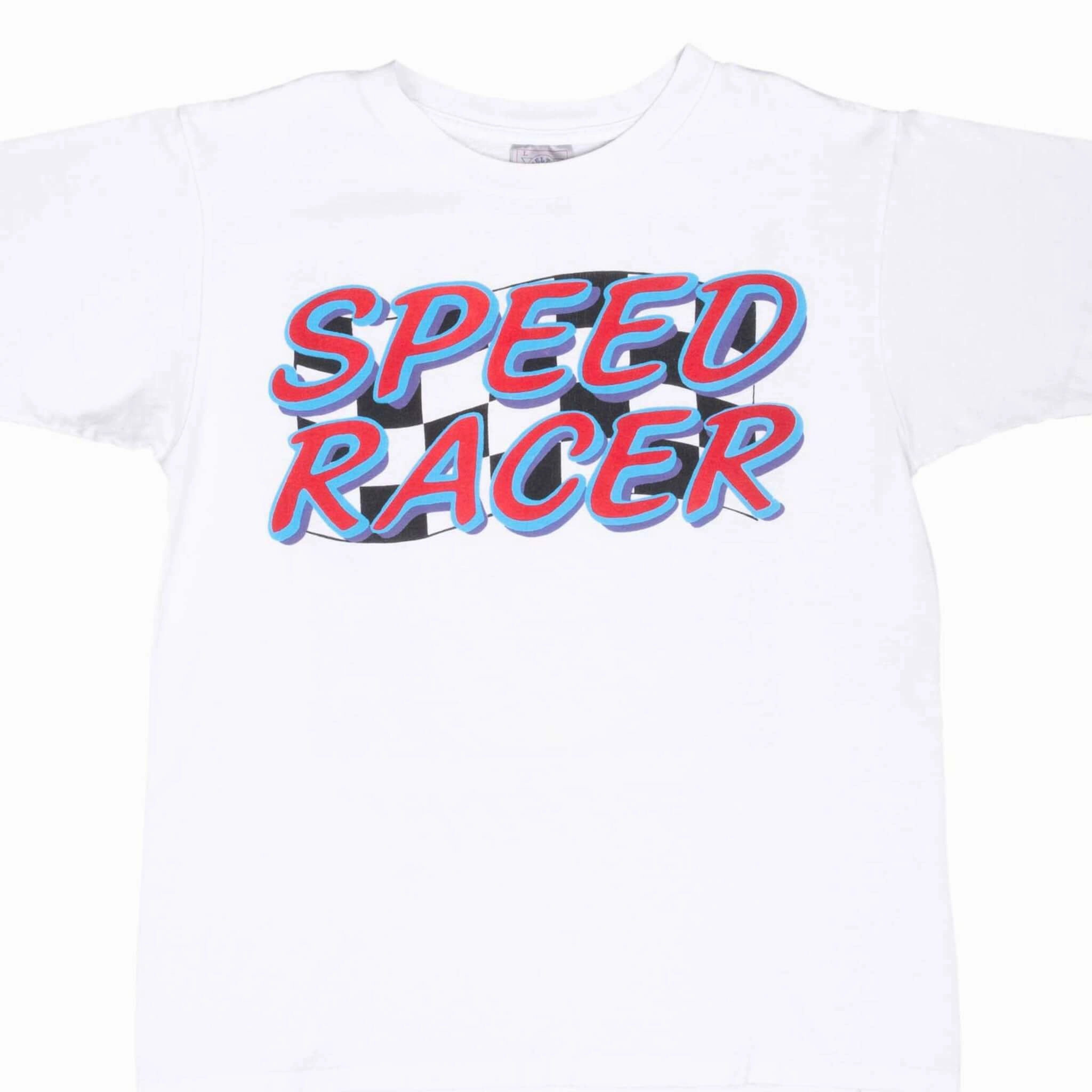 VINTAGE SPEED RACER WANTED FOR SPEEDING EARLY 1990S TEE SHIRT LARGE MADE IN USA
