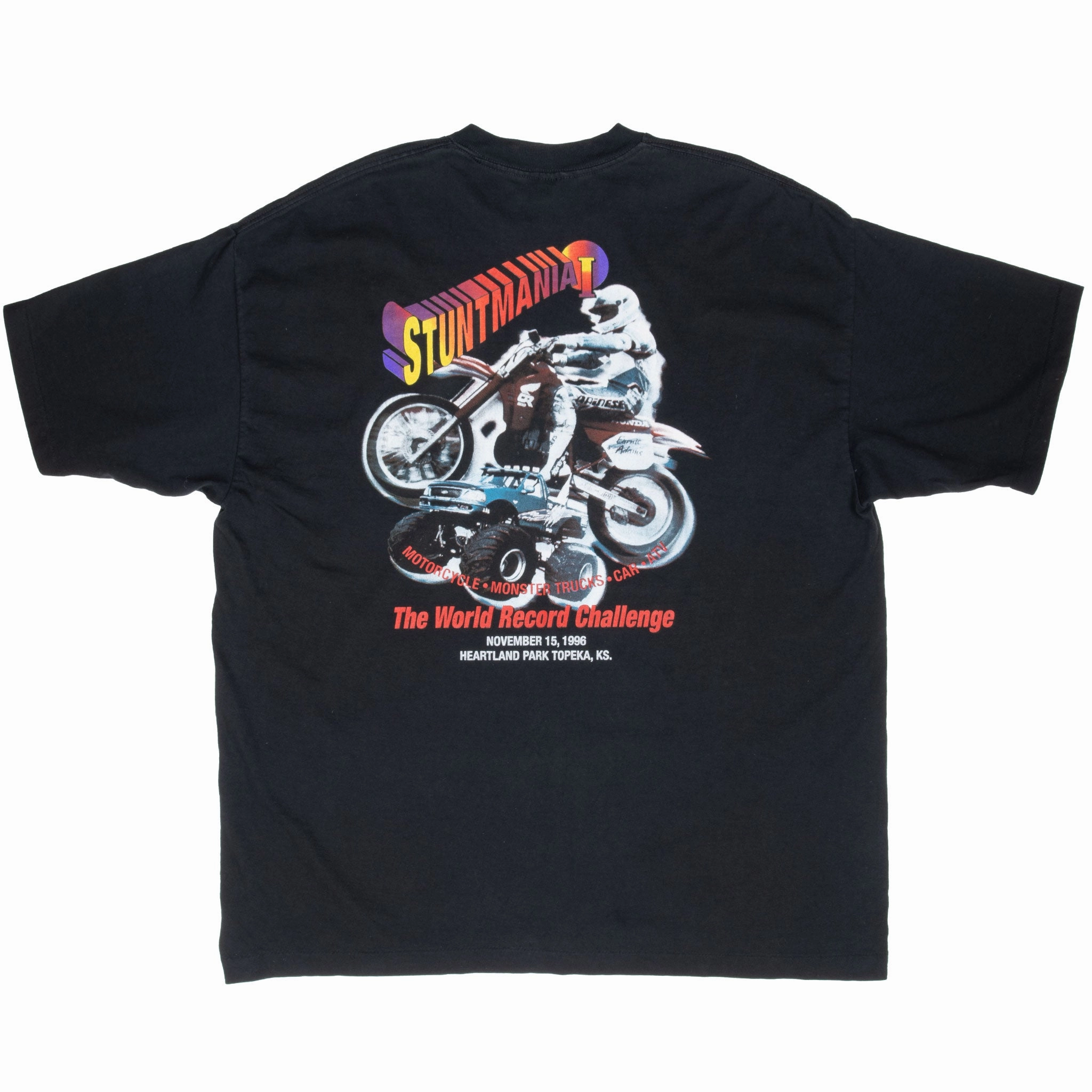 VINTAGE STUNTMANIA 1 MOTORCYCLE RACING 1996 TEE SHIRT 2XL MADE IN USA
