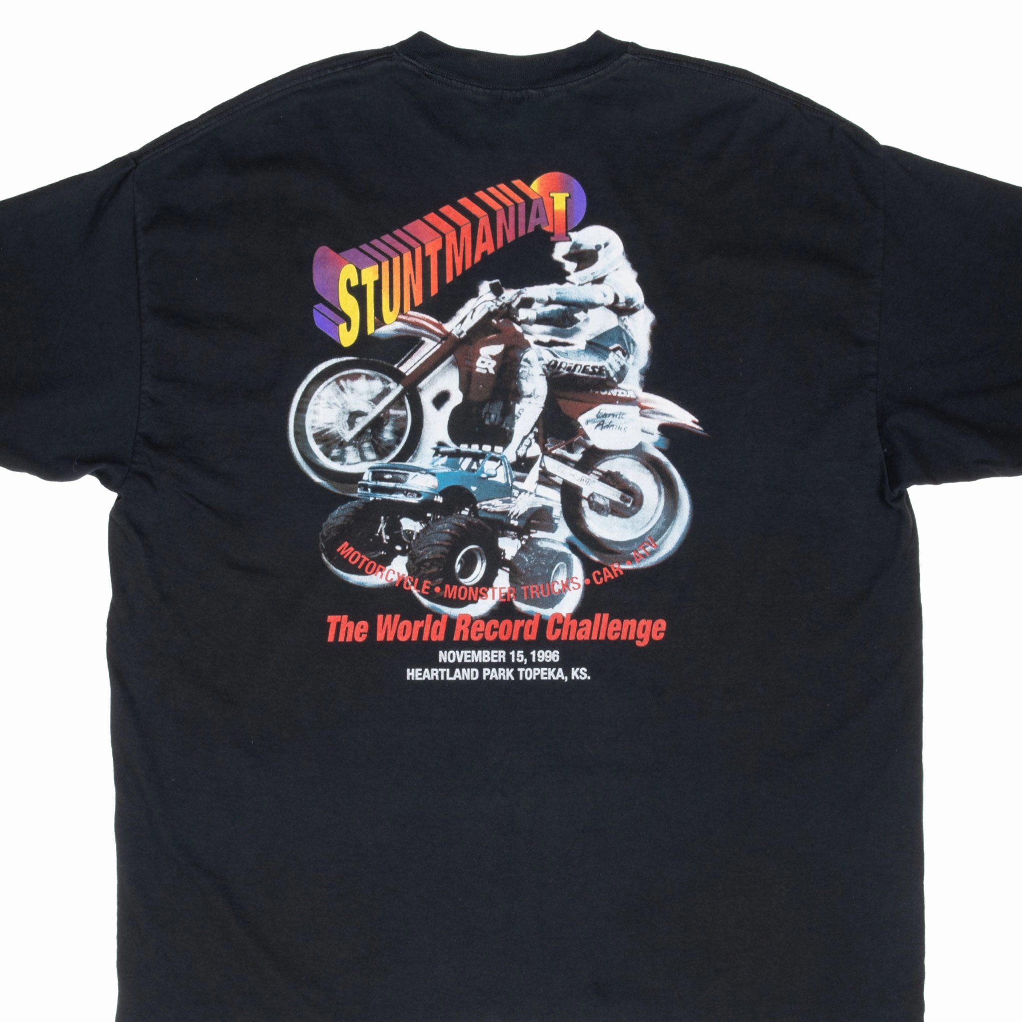 VINTAGE STUNTMANIA 1 MOTORCYCLE RACING 1996 TEE SHIRT 2XL MADE IN USA