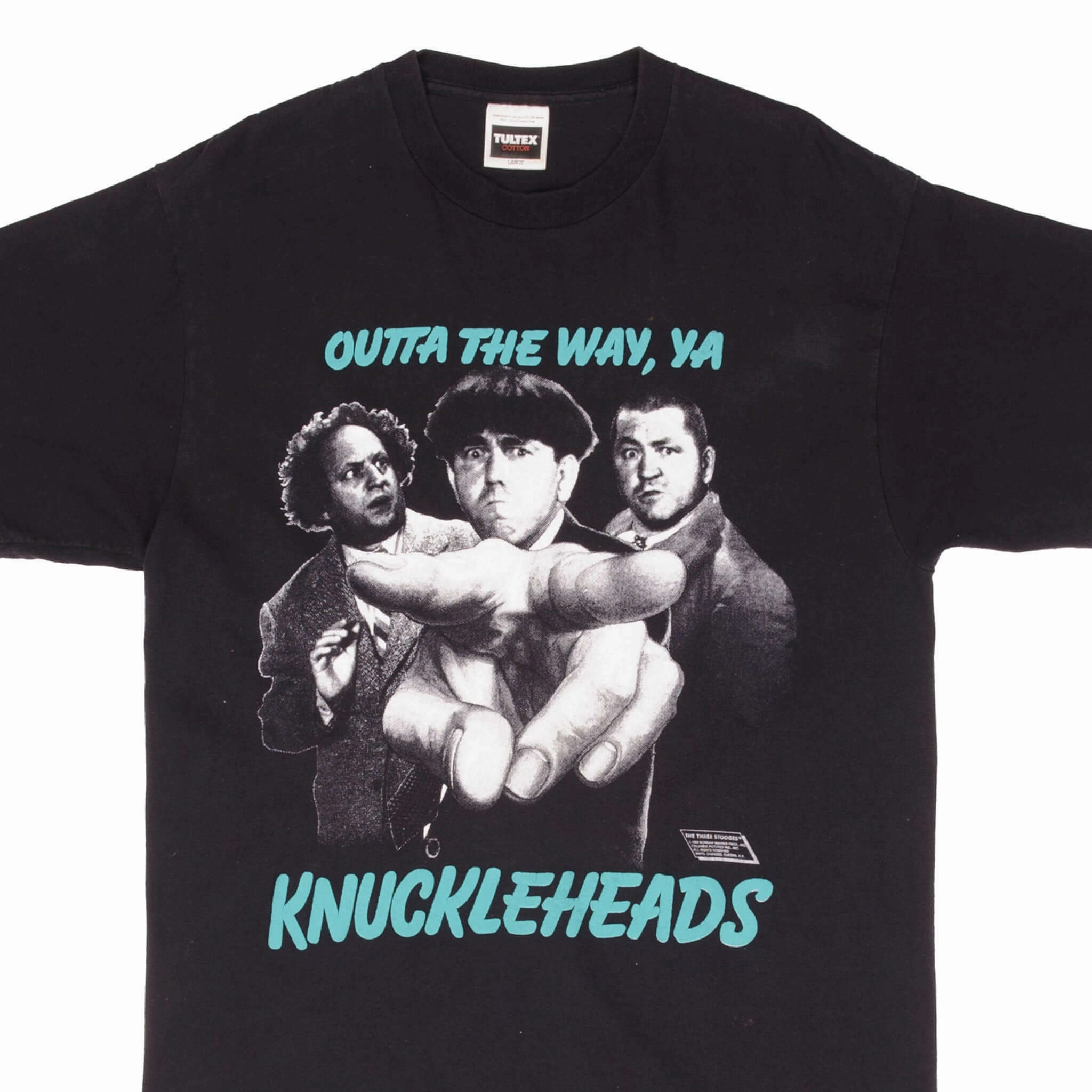 VINTAGE THE THREE STOOGES OUTTA THE WAY YA KNUCKLEHEADS 1989 TEE SHIRT MEDIUM