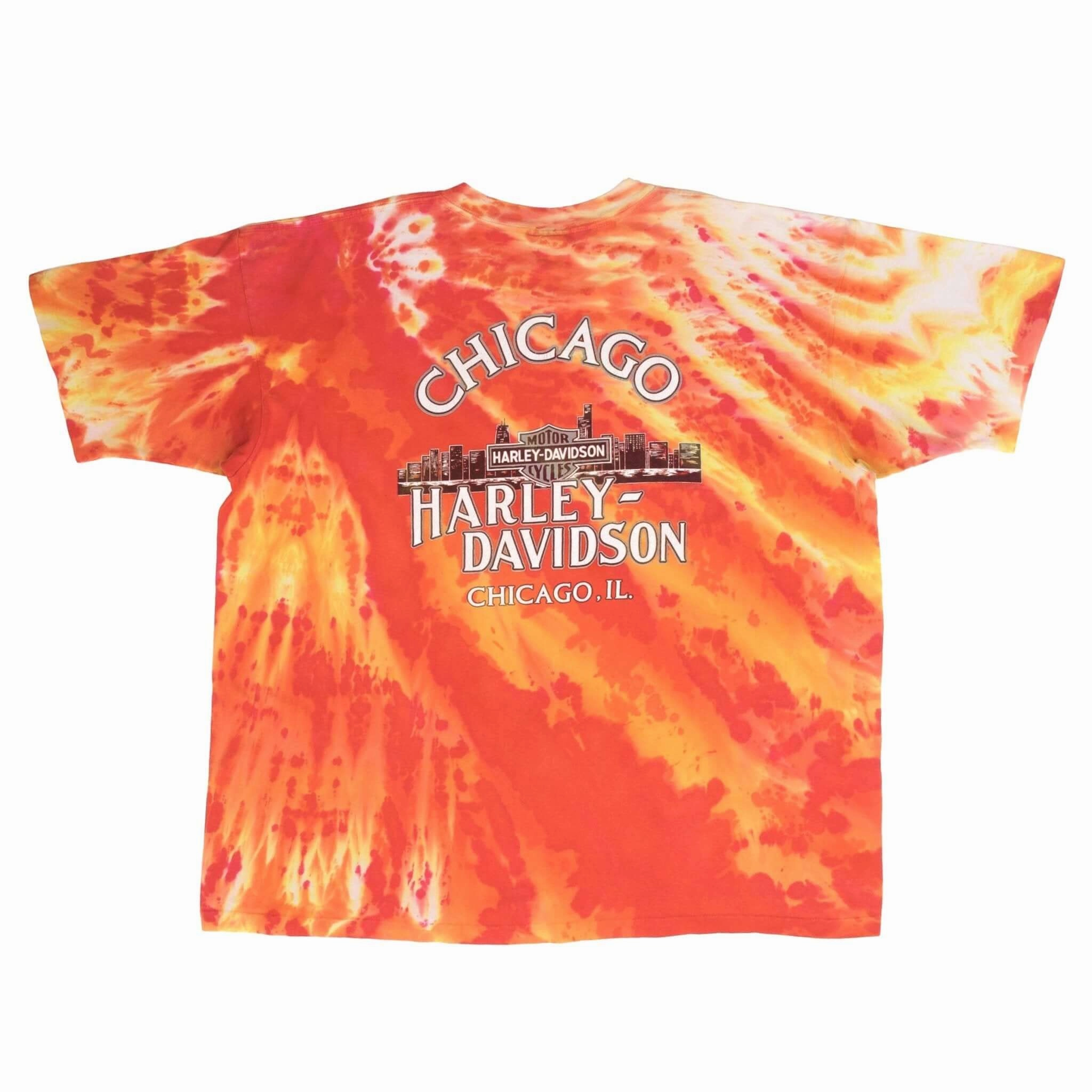 VINTAGE TIE DYE HARLEY DAVIDSON CHICAGO 1994 TEE SHIRT SIZE XL MADE IN USA
