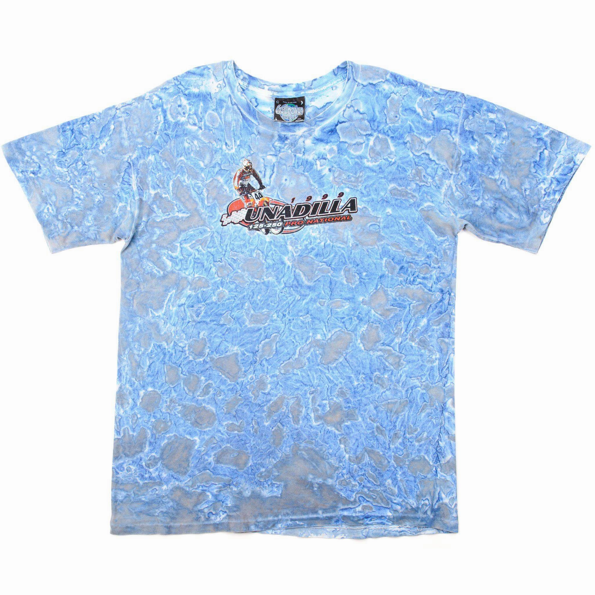 VINTAGE TIE-DYE UNADILLA 125-250 PRO NATIONAL TEE SHIRT 1999 SIZE LARGE MADE IN USA