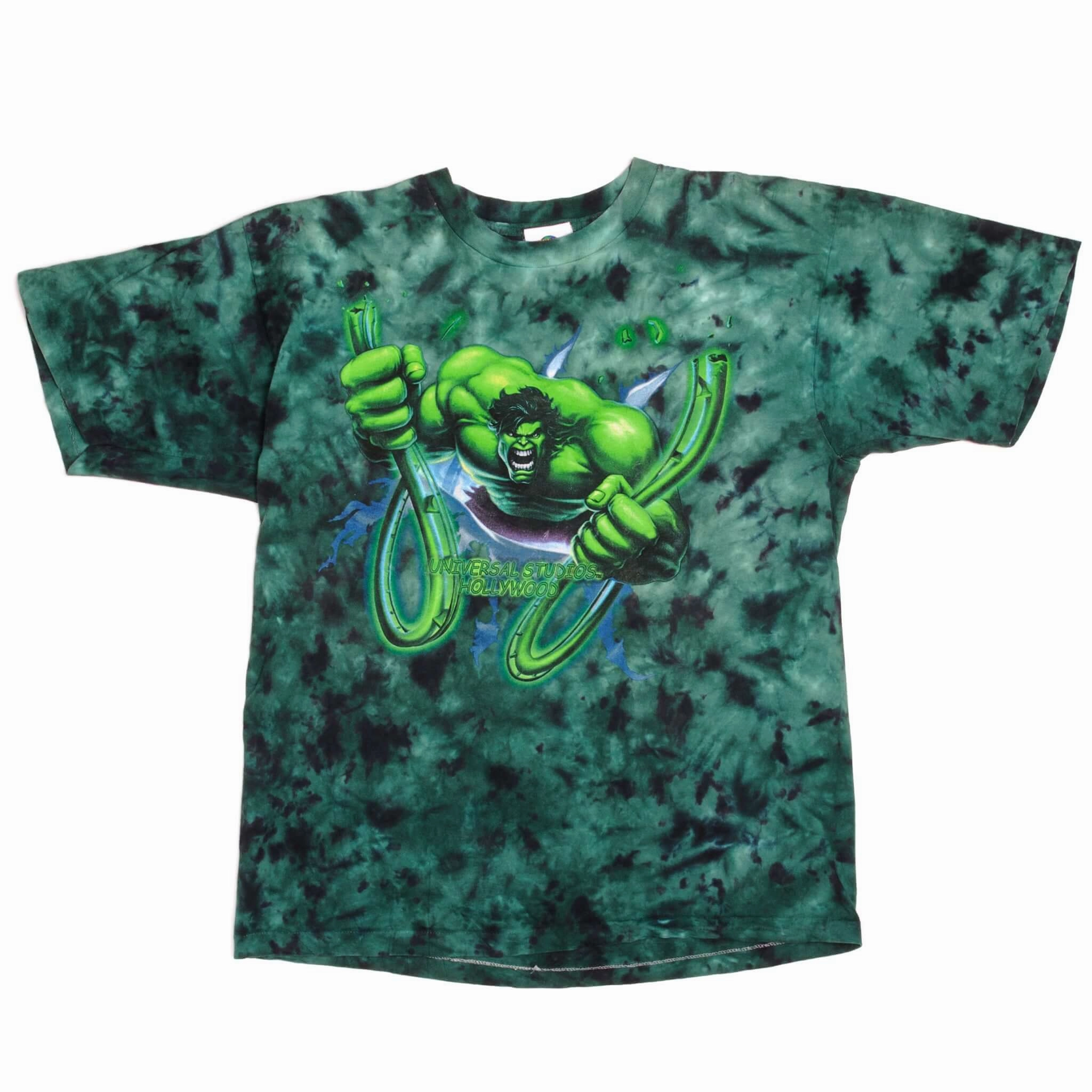 VINTAGE TIE-DYE UNIVERSAL STUDIOS HOLLYWOOD HULK TEE SHIRT 1990S XL MADE IN USA