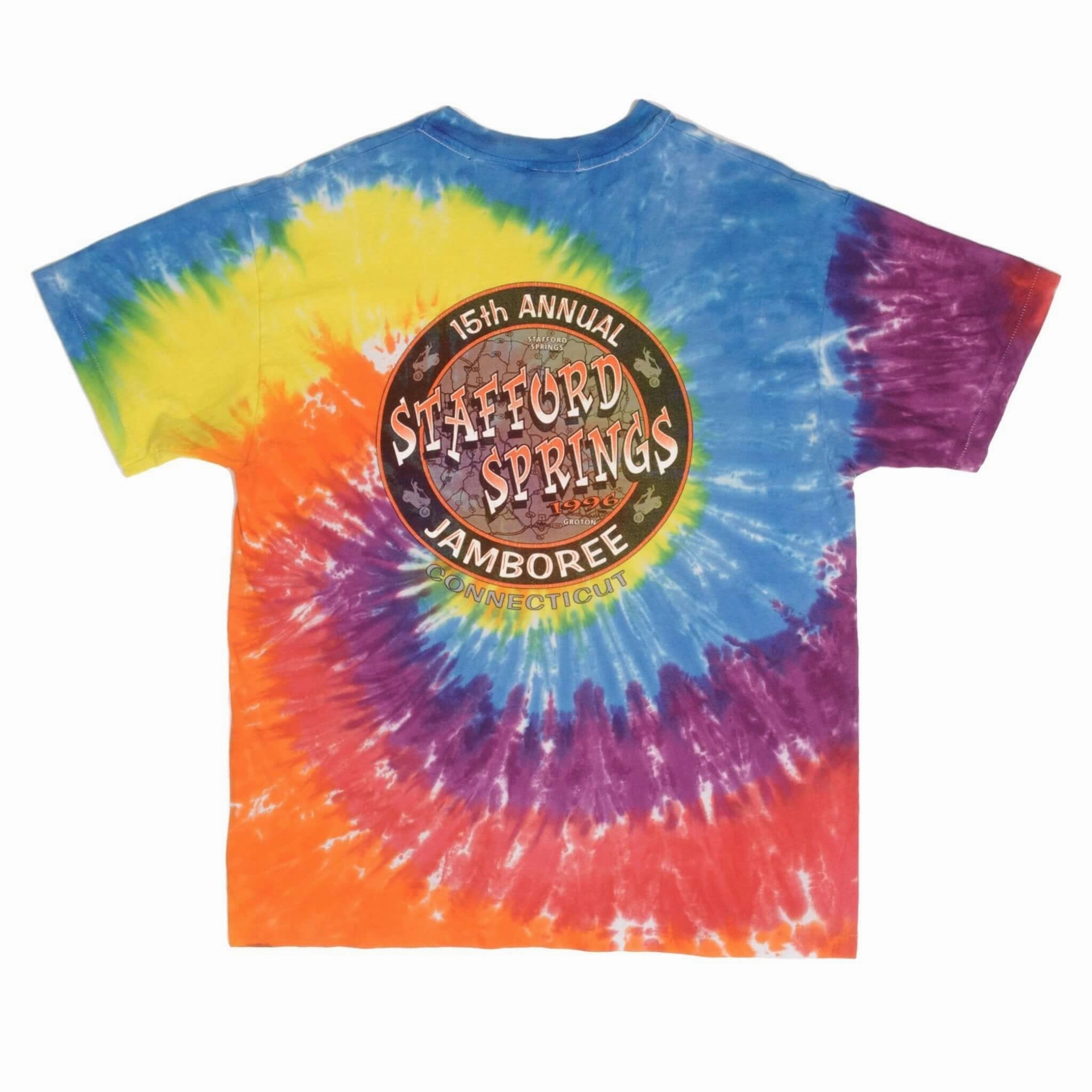 VINTAGE TIEDYE AMA MOTOCROSS 15TH STAFFORD SPRINGS TEE SHIRT 1996 LARGE MADE USA