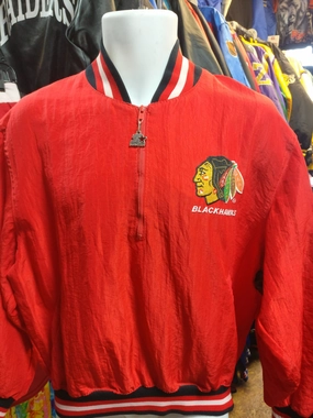 Vtg 80s CHICAGO BLACKHAWKS NHL Starter Windbreaker Pullover Jacket M