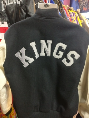 Vtg 80s LOS ANGELES KINGS NHL Back Patch Chalk Line Varsity Jacket XL