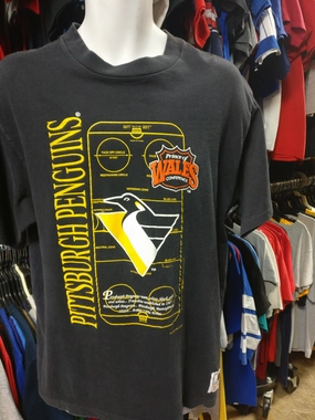 Vtg 90s PITTSBURGH PENGUINS NHL Price Of Wales Conference T-Shirt XL