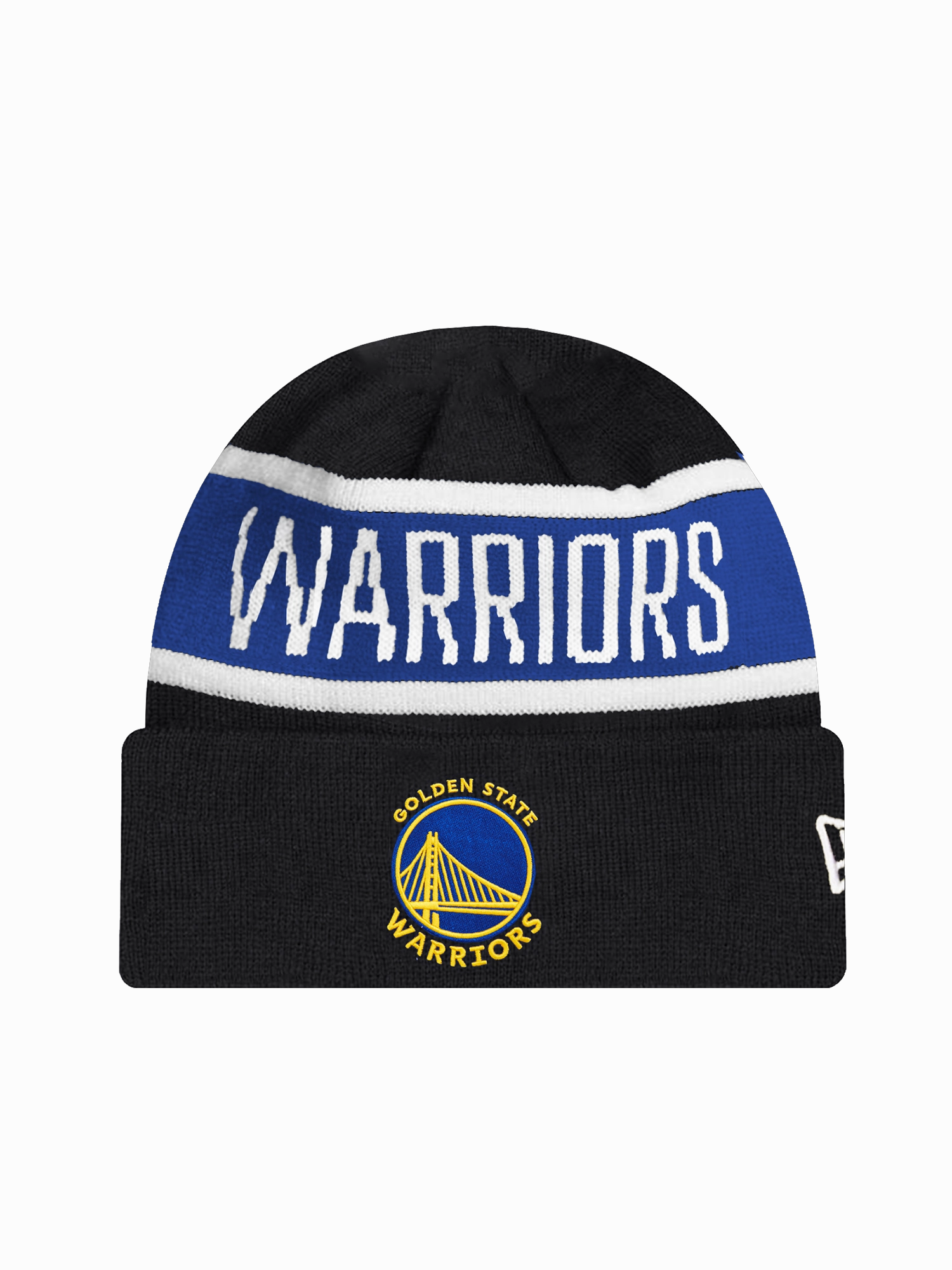 Youths Golden State Warriors New Era NBA Spell Out Pomless Knit Beanie - Black