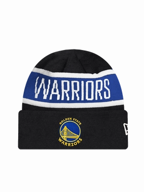 Youths Golden State Warriors New Era NBA Spell Out Pomless Knit Beanie - Black