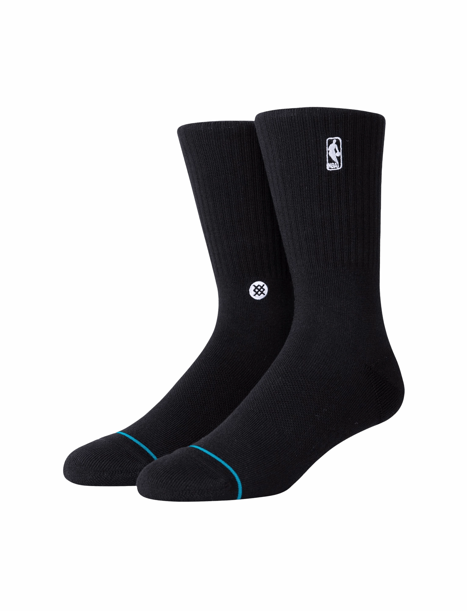 Youths NBA Logoman Stance Black & White Crew Socks - Black
