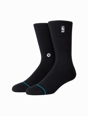 Youths NBA Logoman Stance Black & White Crew Socks - Black