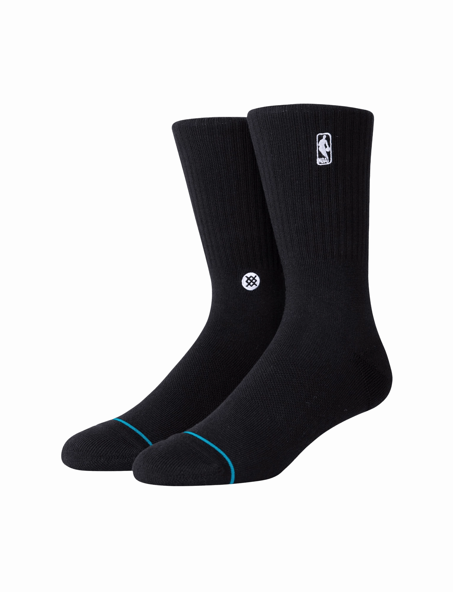 Youths NBA Logoman Stance Black & White Crew Socks - Black