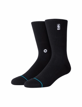 Youths NBA Logoman Stance Black & White Crew Socks - Black