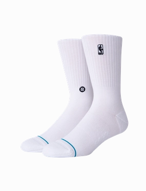 Youths NBA Logoman Stance Black & White Crew Socks - White
