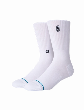 Youths NBA Logoman Stance Black & White Crew Socks - White