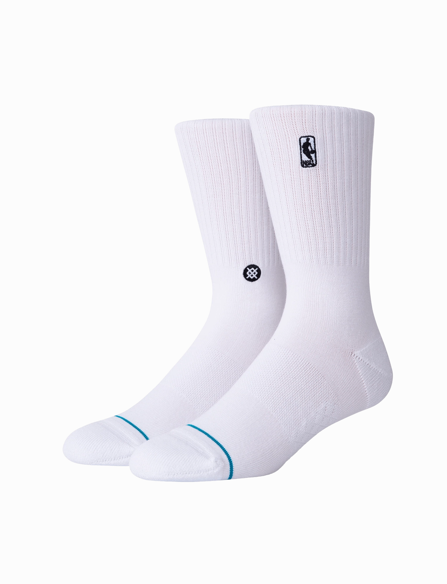 Youths NBA Logoman Stance Black & White Crew Socks - White