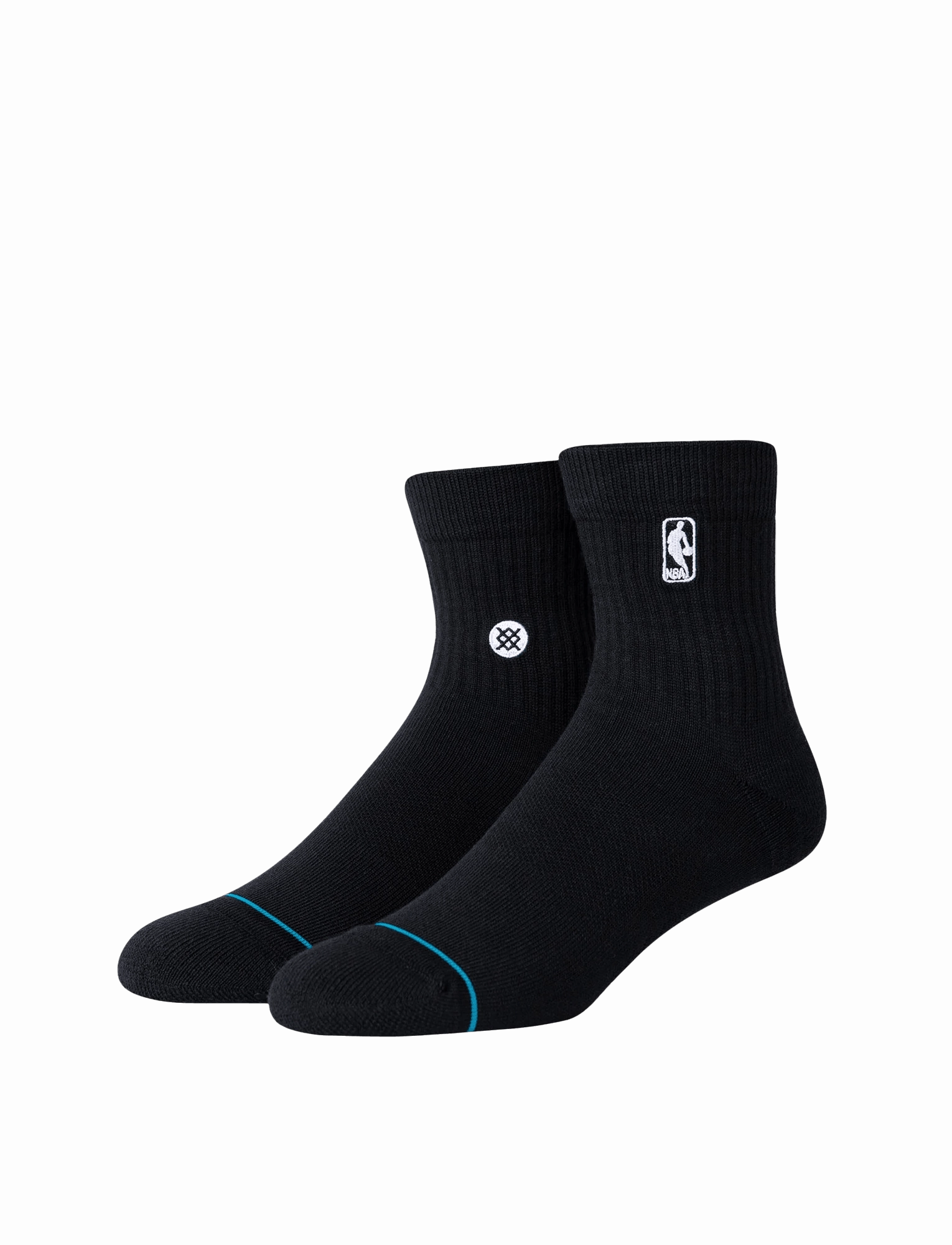 Youths NBA Logoman Stance Black & White Quarter Socks - Black