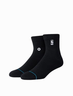 Youths NBA Logoman Stance Black & White Quarter Socks - Black