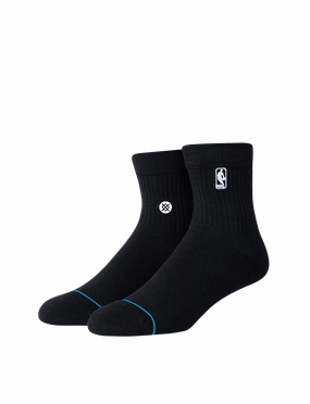Youths NBA Logoman Stance Black & White Quarter Socks - Black